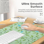 Botanical Foliage Print Office Desk Mat 31.5" x 15.7" Desktop Mat PU Leather Large Mouse Pad White Mousepad Non-Slip Table Mat for Girls, Women, Home, Work, Computer, and Gaming - Image 4
