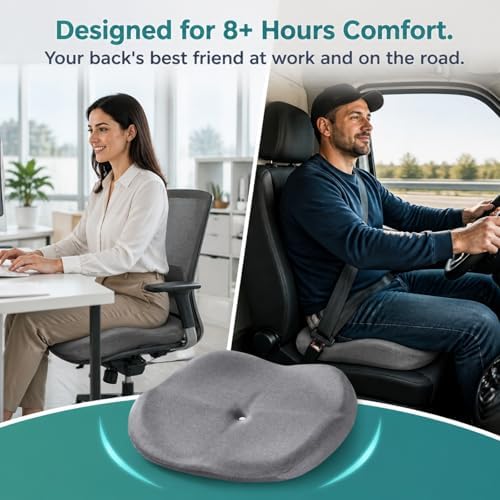 Memory Foam Seat Cushion with Pressure Relief for Office Chair, Car, Wheelchair, and Sofa, Doctor Recommended Orthopedic Cushion for Tailbone Pain, Sciatica, Hip Back Support, Non Slip, Grey - Image 3