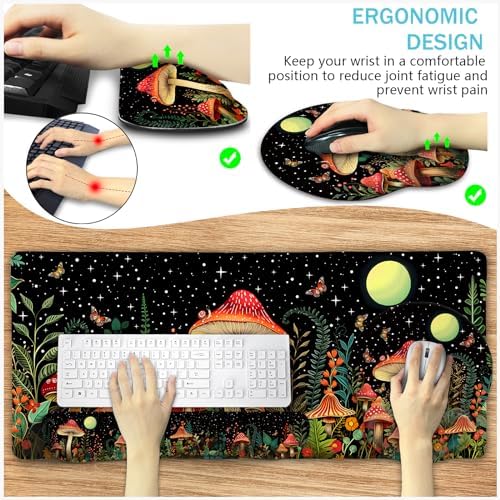 Blusabaca Mushroom Mouse Pad, Funny Cute Desk Mat Office Accessories Decor - Image 3
