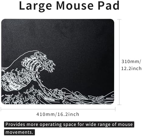 XVX Glass Gaming Mouse Pad, Black Kanagawa Hard Mousepads for Gaming,Professional Large Mouse Mat 16.2" x 12.2", Special Glass Surface with Improved Precision and Speed - Image 2