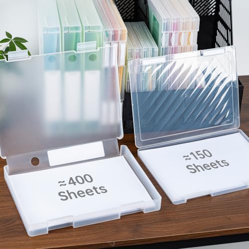 12 Packs A4 Paper Storage Boxes, 8.5 x 11 Plastic Portable Project Case for US letter Size and A4 paper, Plastic Multi-Purpose Thick Scrapbook Storage Box for Office - Image 3