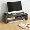 Solid Wood Monitor Stand Riser & Laptop Stand Desk Organizer - Office Accessories for PC Workspace, Computer Organization, Countertop Hutch Dark Grey Log 19.7x7.9x5.2in by Unknown