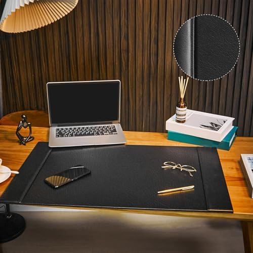 Leather Desk Pad Protector with Side Rails, Executive Office Desk Mat for Home Workspace, Writing Surface, Mouse & Keyboard Pad, Elegant Gift for Men Dad Husband(Black,30 x 18 Inch) - Image 3