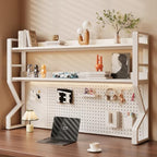 Desk Shelf, 2-tier Desktop Organizer Desk Hutch Storage Rack with Hole Plate Multi-Functional Workstation Organizer Bookcase Computer Desk for Home Office Dorm Top of Desk (45.3" Lx9.9" Wx39" H) by Unknown