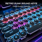 RK ROYAL KLUDGE S108 Typewriter Mechanical Keyboard, Wired Gaming Keyboard with Number Pad, Full Size Retro Keyboards w/Detachable Wrist Rest for Mac/Win/PC, Clicky Blue Switch, Rainbow Backlit Black - Image 4
