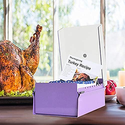 Acrimet 5 X 8 Card File Holder Organizer Box Metal Base Heavy Duty (AZ Index Cards and Divider Included) (Purple Color with Clear Crystal Plastic Lid Cover) - Image 6