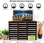 PAG-Mass Wood Literature Organizer Mail Sorter Student Mailbox for Classroom Desktop Bill Paper Holder for Office Home School, 27 Compartments, Antique Brown - Image 6