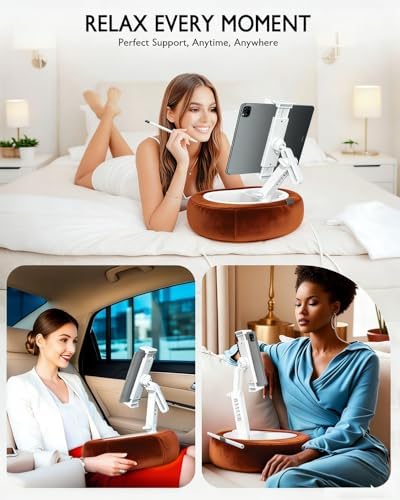 Miledi Tablet Pillow Stand for Bed with Detachable Snack Bowl, Terracotta - Image 2