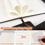10 Pack Lined Journal Notebook with Pen, A5 Hardcover Leather Journal 5.5"*8.3", Black 136 Pages College Ruled Notebooks and Pen Set for Office School Business Supplies - Image 6