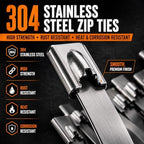 Stainless Steel Cable Tie Gun Set – 450PCS Silver Metal Zip Ties (6/8/12", 150PCS Each) with Scissors, Gloves, Storage Bag for Outdoor Fence Exhaust Automotive - Image 3