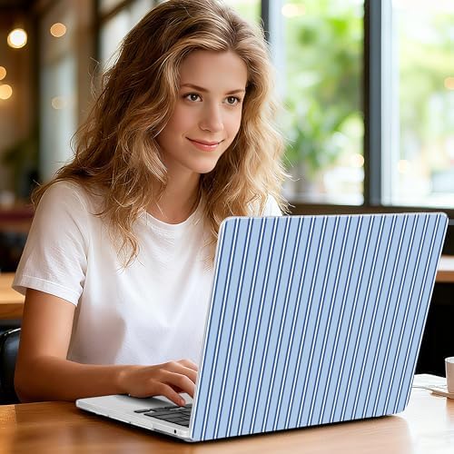 Case for MacBook Pro 13 inch M2 M1 2025-2022 2020 A2338 A2289 A2251, Plastic Hard Shell Laptop Case with Keyboard Cover, Trackpad Protector, 2 OTG Adapters, Blue Stripes - Image 2