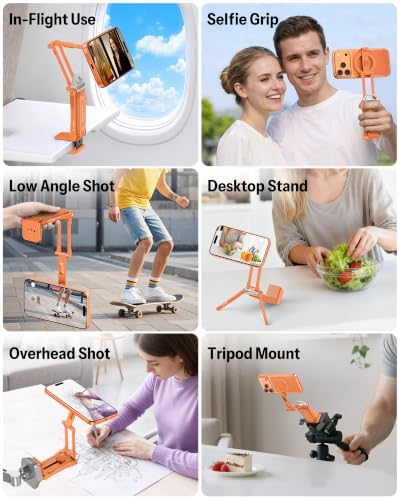 OMOTON TP02-Pro 5 in 1 Magnetic Phone Holder for Vlogging Essentials,Orange - Image 5