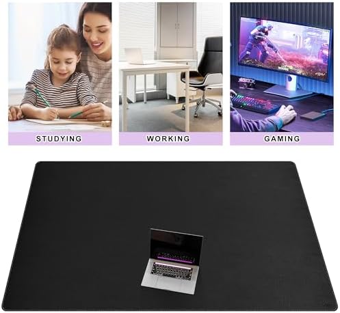 Vyaaa 70.8"x39.3" PU Leather Large Desk Mat (Black) - XXL Extended Mouse pad, Office Desk Protector, Non-Slip Computer Desk pad for Office, Gaming, Home - Image 4