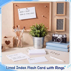 Yexiya 2000 Pcs 3 x 5 Inch Index Cards with Rings Hole Punched Notecards - Image 2