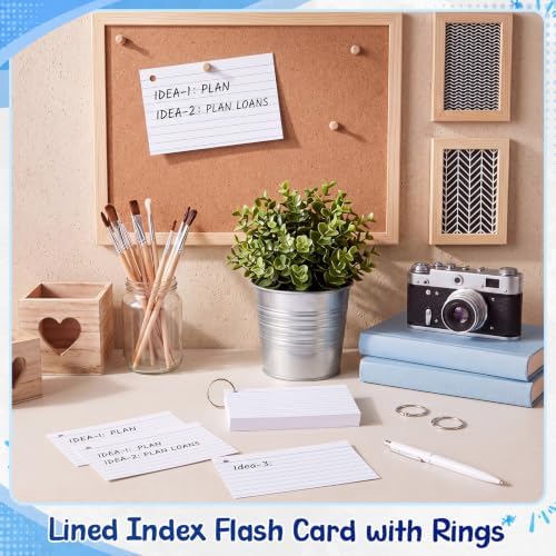 Yexiya 2000 Pcs 3 x 5 Inch Index Cards with Rings Hole Punched Notecards - Image 2