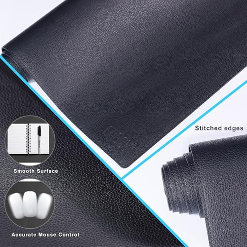 Cacoy 70.8"x24" Extended Leather Desk Mat, Waterproof Desk Blotters, Black - Image 6