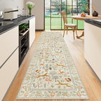 DUKINO 2.6x10 Washable Runner Rug, Non Slip Animal Rug for Hallway, Beige by DUKINO