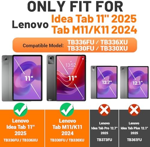 SEYMAC stock Tablet Case for Lenovo Idea Tab 11'' / M11 (TB336FU/TB330FU) 11 inch Drop-Proof Protection Cover with 360° Rotate Stand & Strap [Pen Holder] & Screen Protector 2025/2024, Sky Blue+Black - Image 2