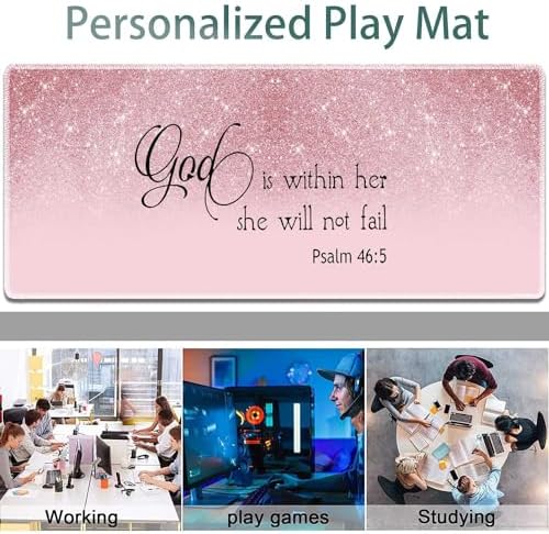Large Gaming Mouse Pad + Keyboard Wrist Rest + Wrist Support + Coaster Set, Memory Foam Ergonomic for Easy Typing, XXL Extended Gaming Mouse Pad Table Pad - Bible Psalm 46:5 - Image 7