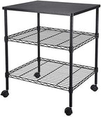 3 Tier Storage Racks Shelving, Heavy Steel Pantry Shelves, Adjustable Wire Shelving Rack with Desktop, Suitable for Garage, Kitchens, Offices, 22" W x 18" D x 26" H, Black by Unknown