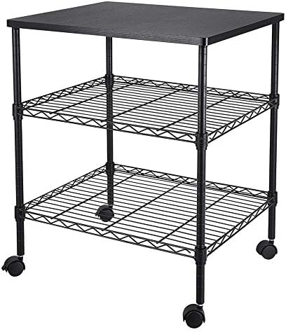 3 Tier Storage Racks Shelving, Heavy Steel Pantry Shelves, Adjustable Wire Shelving Rack with Desktop, Suitable for Garage, Kitchens, Offices, 22" W x 18" D x 26" H, Black by Unknown