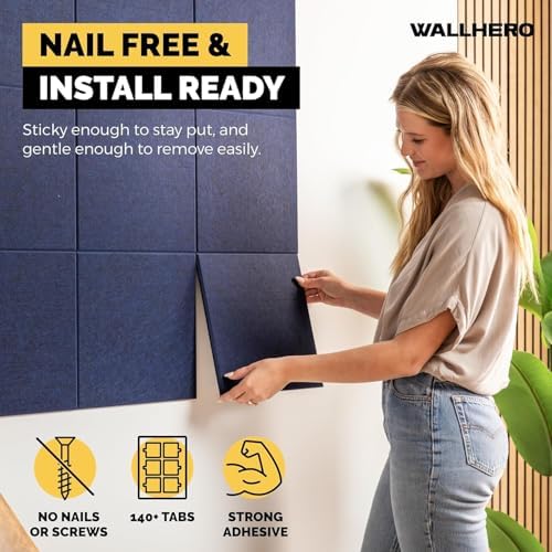 WALLHERO Large Cork Board Alternative | 15 Pack | Sizing Up to 59”x36”, Felt Wall Tiles, Office Wall Decor, Large Cork Boards for Walls, Corkboard, Cork Board for Office, Pin Board, Blue - Image 6