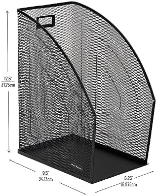 Mind Reader Vertical File Storage, Desktop Organizer, Workspace, Office, Metal Mesh, 6.25" L x 10" W x 12.5" H, Black (Pack of 4) - Image 3