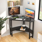 Armocity Corner Desk Small Desk with Outlets Corner Table for Small Space, Computer Desk with USB Ports Triangle Desk with Storage for Home Office, Workstation, Living Room, Bedroom, Black - Image 2