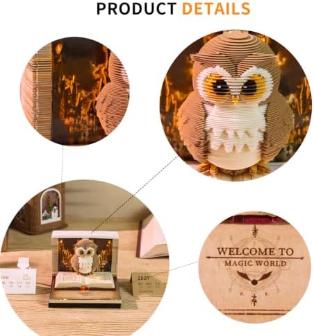 3D Calendar 2027, Desk Time Piece Calendar 2027,Tear-Away 3D Paper Art Notepad w LED Lights,Creative 3D Memo Artsy Pad Calendars, DIY Paper Carving Gift (K) - Image 6