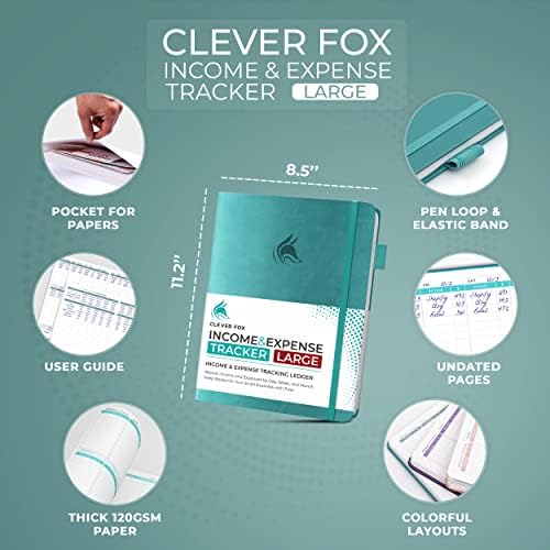 Clever Fox Income & Expense Tracker, Business Ledger 5.8x8.3 Turquoise - Image 2