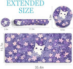LIMKRIAN Purple Mouse Pad Large Desk Mat Set, Kawaii Cat Gaming Mousepad - Image 6