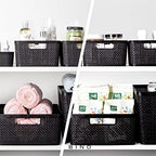 BINO | Woven Plastic Basket | Medium (Black), 4-Pack | THE JUTE COLLECTION | Home Organization, Space - Saving Storage, Stylish Design | Jute Basket | Plastic Storage Basket - Image 5