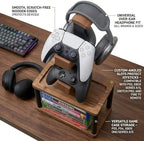 Solid Wood Controller Holder and Headphone Stand with Storage Base for Desk - Image 6