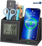 Pen Holder with Wireless Charger, Led Screen Desk Caddy with Digital Clock by TopmadeProduct-Ordernow