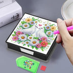 4 Pcs Floral Bird Diamond Art Sticky Note Holder with 640 Sheets Paper, 5D DIY Desktop Memo Pad Organizer for Women, Office Supplies Desk Decor Accessory, Creative Craft Gift - Image 2