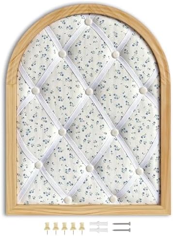 Floral Fabric Bulletin Board with White Criss-Cross Ribbons by Aitakatta
