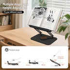 Acrylic Book Stand for Reading Hands Free - Adjustable 360° Rotating Cookbook Holder with Elastic Page Clips & Foldable Base, Multi-Angle Desktop Display Stand for Recipes, Laptops, Tablets, Bibles - Image 2