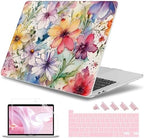 May Chen for MacBook Pro 16 inch A2141 2020 2019 Release, Screen Protector & Keyboard Cover Plastic Soft-Touch Case for MacBook Pro 16-inch with Touch Bar & Touch ID - Abstract Floral by MayChen