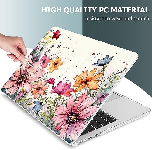 Mektron for 2026/2025/2024/2023 MacBook Air 15 INCH M5 A3448 /M4 A3241 /M3 A3114 /M2 A2941 Case, Printed Plastic Hard Shell Cover with 15.3" Liquid Retina Display Touch ID, Colorful Floral - Image 4