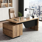 63“ Executive Office Desk with File Drawer, Modern Professional Desk with Cable Management Box, Office Desk with Storage Cabinet & Privacy Panel, 1.8” Thick Desktop for Home Office (Wood, Right) by SAINTCY
