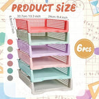 Tenceur 6 Pcs Turn in Trays Classroom, Classroom Baskets,Macaron Colors - Image 3
