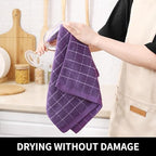 Homaxy Cotton Terry Kitchen Towels and Dishcloths Set of 16, Purple - Image 5