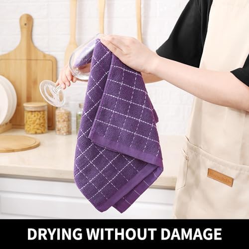 Homaxy Cotton Terry Kitchen Towels and Dishcloths Set of 16, Purple - Image 5