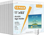 MaxGear Acrylic Wall Mount Sign Holder, 8.5 x 11 Landscape, 12 Pack by MaxGear