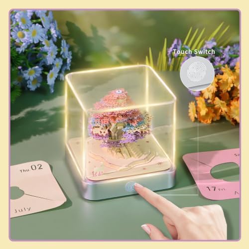 HOTOYMDS3D Calendar 2027,Time Piece Calendar 2027 With LED Lights,3D Art Calendar Memo Pad,Colorful Treehouse Desktop Decoration,Tear-Away 3D Paper Art Notepad,Christmas Gift,New Year Gift (Colorful Treehouse) - Image 4