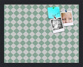 PinPix 18x14 inch Cork Bulletin Board. This Decorative Framed Pin Board Comes with Diamond Pattern in Green and White Design and Satin Black. Ideal for Home, Office Decor or School (PinPix-330) by PinPixBulletinBoards