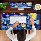 Mouse Pad,Large Pink Desk Mat, 4in1 XXL Mousepad + Keyboard Wrist Rest+Mouse Wrist Rest+Coaster Set with Ergonomic Desk Pad for Home Office Table Computer-Abstract Night Sky - Image 4