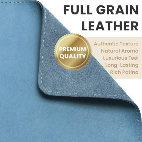 Full-Grain Leather Mouse Pad - Genuine Leather Mouse Mat with Non-Slip Backing, 3mm Thick, Smooth Mouse Glide, Desk Accessory for Office, Work & Gaming (Sky Blue, Large 11.8 x 9.8 in) - Image 3