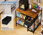 3D Printer Table with Filaments Storage, 3D Printer Stand Storage Rack with Drawer, Wood Desktop Printing Workstation with 4-Tier Spool Holder for Workshop Studio Office - Image 3