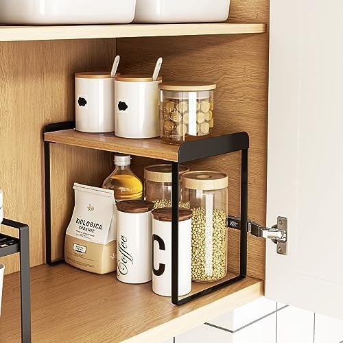 Mitus Stacking Wood Shelf Organizer, Counter Cabinet Storage Rack, 16 inch - Image 4